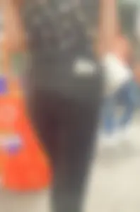 Cute street teen in tight black jeans, hot booty creepshots