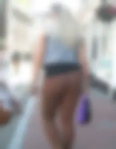 Thick blonde showing her panties in see through leggings
