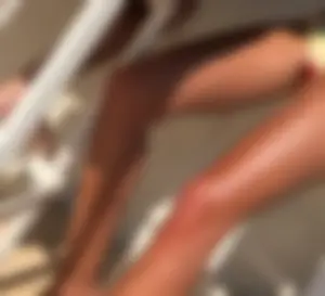 Skinny and sexy tanned bikini girl out at the pool