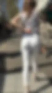 Perfect Booty in White Tight Jeans Closeups
