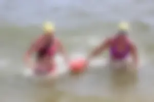 Lifeguard tournament girls on the beach