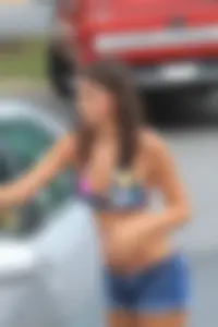 Various sexy girls at car washes in bikinis