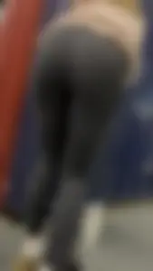 Skinny And Tight College Girl In Blue Leggings Bends Over For Me (Upshots)