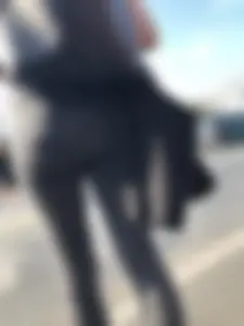 Amazing candid ass in tight grey jeans street closeups on a crosswalk