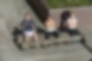 Blonde with see through leggings and no panties exercising in public in London