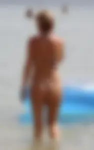 Hot Girl in a Swimsuit Walking in Water at the Beach Candid Creepshot