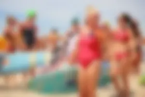 Lifeguard tournament girls on the beach