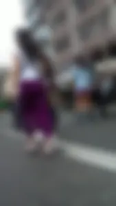 Girl out with a friend in purple leggings with a nice ass and slight vtl