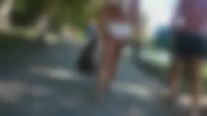 Girl with a nice ass in wet white bikini bottom