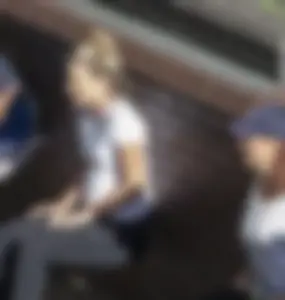 Blonde with see through leggings and no panties exercising in public in London