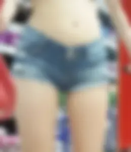 Amazing Ass and Legs in Tight Mini Shorts and Fit Stomach - Closeup Photos at the Store