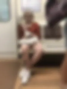 Blonde Candid Teen in Shorts With Tattooed Legs Subway Train and Escalator Creepshots Series