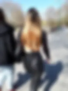 Girl in shiny leggings thong line