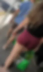 PAWG in incredible lighting and tiny tight shorts. Visible thong line and feet. Thick thighs and calf tatts. (OC)