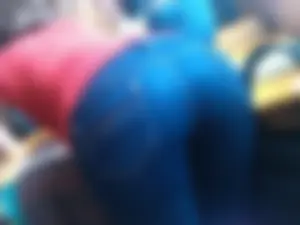 Booty in Blue Tight Jeans Candid Closeup