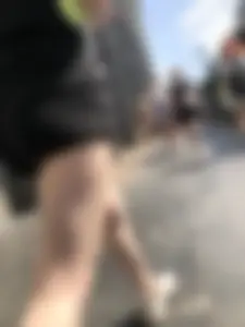 Blonde candid teen in shorts, great street creepsots