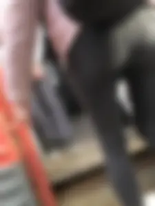 Skinny Candid Teen in Tight Black Jeans on a Train Station Gallery
