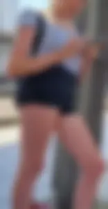Candid Girl in Shorts Bus Stop Creepshots, Great Booty And Legs