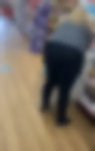 Blonde BBW bends over to show me her thong OC