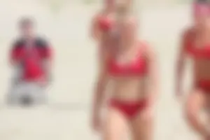Lifeguard tournament girls on the beach