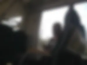 Impossible candid bespectacled cutie with giant boobs sitting in a public train creepshots