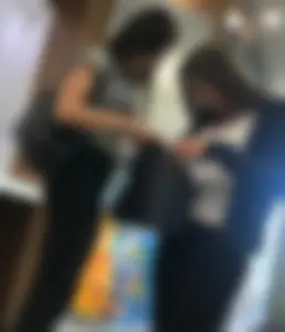 Tight teens at fast food place