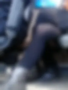 Crossed Legs in Black Pantyhose Bus Closeup Creepshot