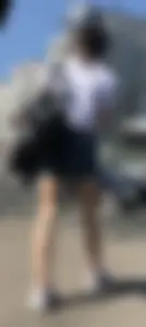 Cute Gilr with Thin Legs in Blue Denim Shorts Street Creepshots Gallery