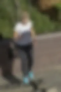 Blonde with see through leggings and no panties exercising in public in London