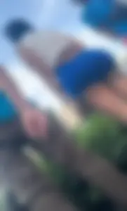 Dominican Parade Fat Ass Latina in blue leggings (OC)