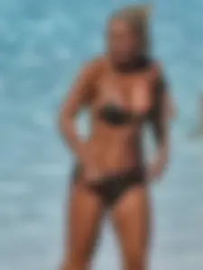 Classy blonde bikini milf lounging at the pool with her sister [088]