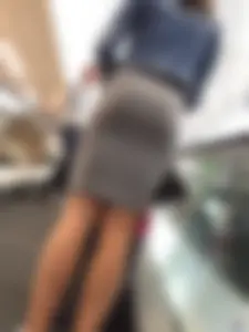 Big Hot Booty in a Skirt and Skinny Legs - Girl with Suitcase at the Airport Candid