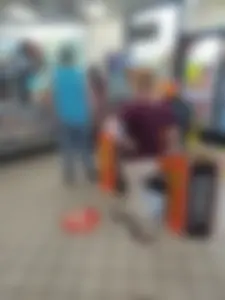 Girl in a gas station