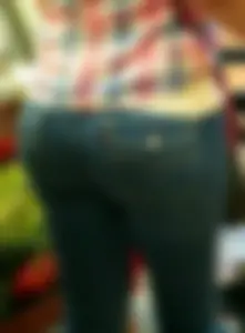 Nice Butt in Tight Jeans Supermarket Closeup