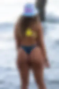PAWG babe in thong bikini at the beach