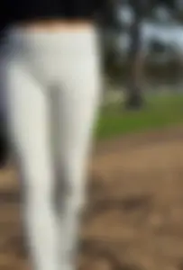 Sexy college student with slight camel toe