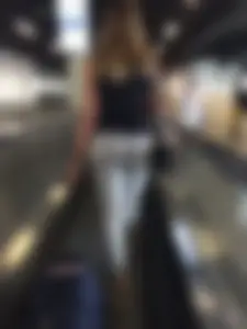 Girl in White Tights With Suitcase Airport Creepshots Gallery