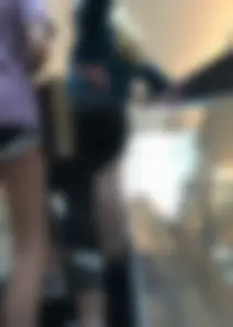 Blonde at the mall in leggings with a nice ass