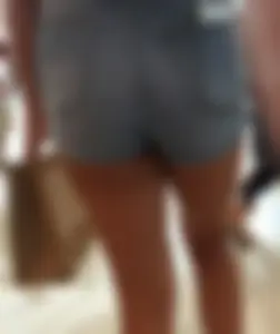 Hot Ass and Crotch in Denim ShortsCloseups at the Store