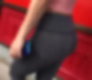 Hot chick with glasses going into McDonald's with a nice ass in Lulu leggings