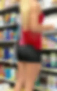 Sexy blonde ass in spandex shorts shopping at Walmrt