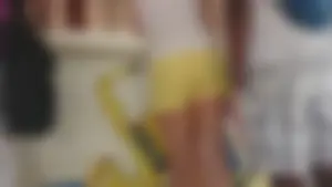 Milf in yellow shorts with vpl and a wedgie