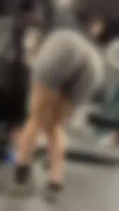 Tight Grey Gym Shorts (Crazy Vpl and Bends Over)