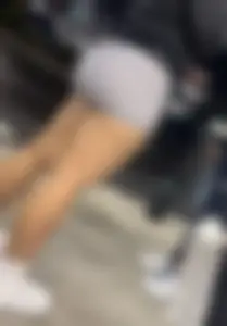 Gym Latina with thick ass and legs in spandex shorts OC
