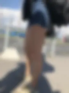 Candid Girl in Denim Shorts Street Legs Closeups