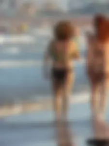 Bunch of sexy babes at the beach in thong bikinis