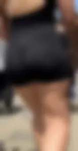 Blonde PAWG in tight spandex playsuit