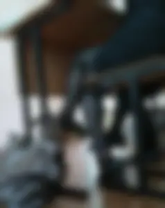 Teen on High Heels in Black Pantyhose Sitting in Classroom Under Desk Creepshot