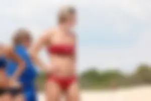 Lifeguard tournament girls on the beach