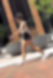 Curly Campus Brunette with amazing Bubble Butt in Tight Shorts (oc)
